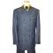 Il Canto Blue Double Brested 100% Cotton Denim Suit 8305 With Triple Cognac Hand-Pick Stitching